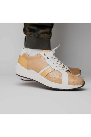 Marco Di Milano Lyon II Orix & White Calf-Skin / Ostrich Leg Casual Sneakers (MDM1067)-AmbrogioShoes