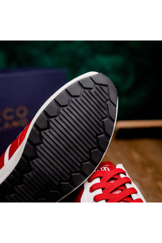 Marco Di Milano Lyon II Red & White Calf-Skin / Ostrich Leg Casual Sneakers (MDM1069)-AmbrogioShoes