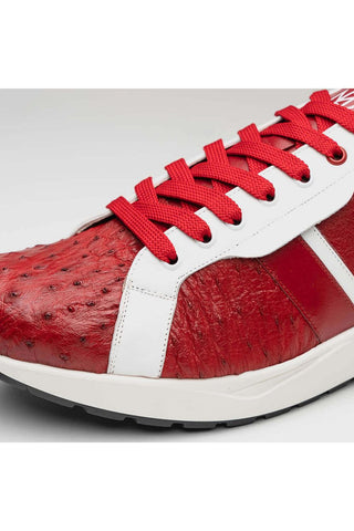 Marco Di Milano Lyon II Red & White Calf-Skin / Ostrich Leg Casual Sneakers (MDM1069)-AmbrogioShoes