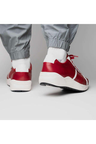 Marco Di Milano Lyon II Red & White Calf-Skin / Ostrich Leg Casual Sneakers (MDM1069)-AmbrogioShoes
