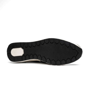 Marco Di Milano Lyon Men's Shoes Black & White Calf-Skin / Ostrich Casual Sneakers (MDM1072)-AmbrogioShoes