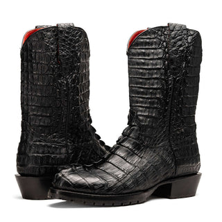 Marco Di Milano Marlboro Black Exotic Crocodile / Hornback Cowboy Boots (MDM1203)-AmbrogioShoes
