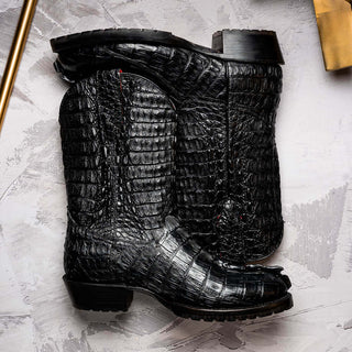 Marco Di Milano Marlboro Black Exotic Crocodile / Hornback Cowboy Boots (MDM1203)-AmbrogioShoes