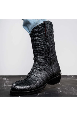 Marco Di Milano Marlboro Black Exotic Crocodile / Hornback Cowboy Boots (MDM1203)-AmbrogioShoes