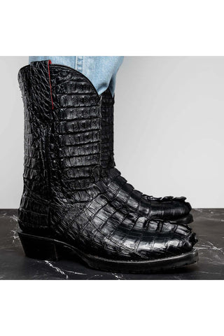 Marco Di Milano Marlboro Black Exotic Crocodile / Hornback Cowboy Boots (MDM1203)-AmbrogioShoes