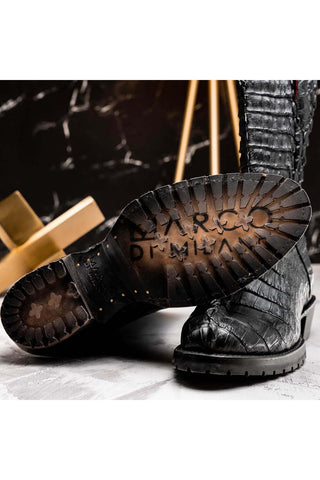 Marco Di Milano Marlboro Black Exotic Crocodile / Hornback Cowboy Boots (MDM1203)-AmbrogioShoes