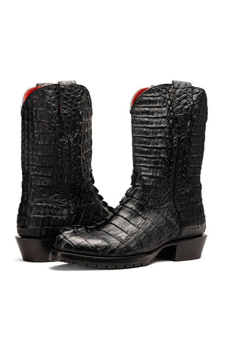 Marco Di Milano Marlboro Black Exotic Crocodile / Hornback Cowboy Boots (MDM1203)-AmbrogioShoes