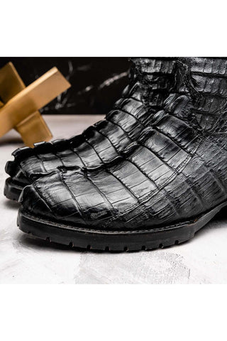 Marco Di Milano Marlboro Black Exotic Crocodile / Hornback Cowboy Boots (MDM1203)-AmbrogioShoes