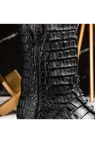 Marco Di Milano Marlboro Black Exotic Crocodile / Hornback Cowboy Boots (MDM1203)-AmbrogioShoes