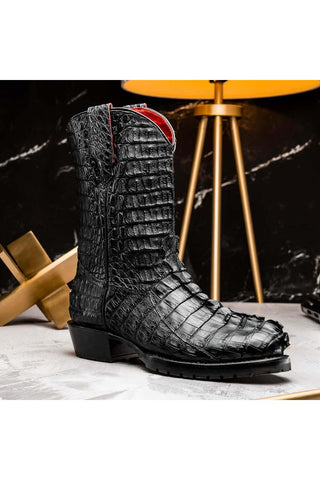 Marco Di Milano Marlboro Black Exotic Crocodile / Hornback Cowboy Boots (MDM1203)-AmbrogioShoes