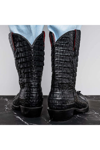 Marco Di Milano Marlboro Black Exotic Crocodile / Hornback Cowboy Boots (MDM1203)-AmbrogioShoes