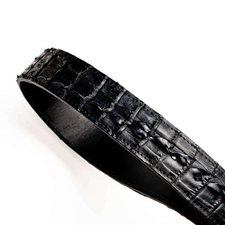 Marco Di Milano Marlboro Men’s Black Genuine Hornback Crocodile Skin Belt (MDMB1047)-AmbrogioShoes