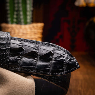 Marco Di Milano Marlboro Men’s Black Genuine Hornback Crocodile Skin Belt (MDMB1047)-AmbrogioShoes