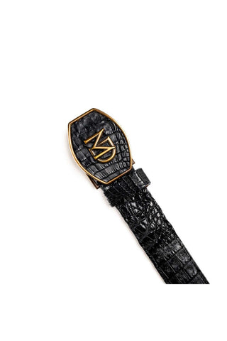 Marco Di Milano Marlboro Men’s Black Genuine Hornback Skin Belt (MDMB1047)-AmbrogioShoes