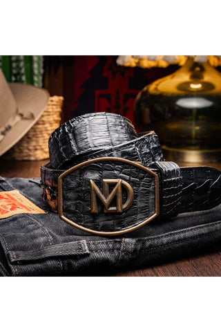 Marco Di Milano Marlboro Men’s Black Genuine Hornback Skin Belt (MDMB1047)-AmbrogioShoes
