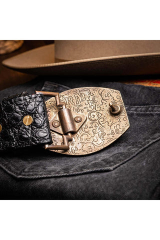 Marco Di Milano Marlboro Men’s Black Genuine Hornback Skin Belt (MDMB1047)-AmbrogioShoes