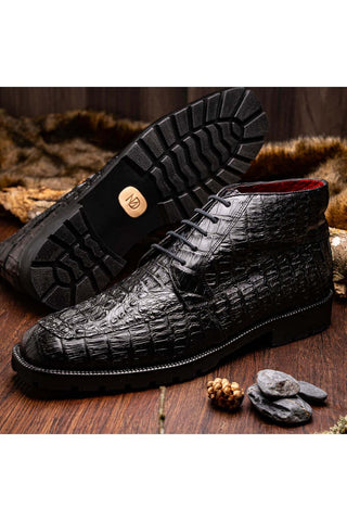 Marco Di Milano Martinelli Black Exotic Crocodile Chukka Boots (MDM1189)-AmbrogioShoes