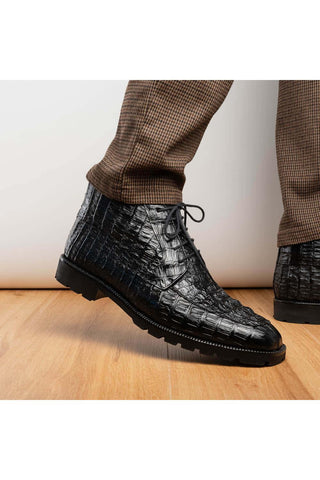Marco Di Milano Martinelli Black Exotic Crocodile Chukka Boots (MDM1189)-AmbrogioShoes