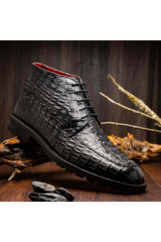 Marco Di Milano Martinelli Black Exotic Crocodile Chukka Boots (MDM1189)-AmbrogioShoes