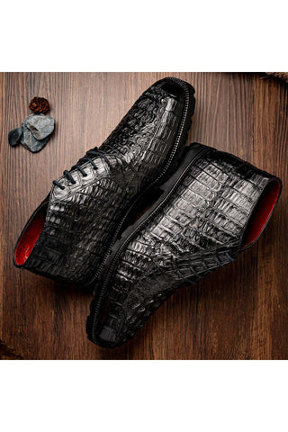 Marco Di Milano Martinelli Black Exotic Crocodile Chukka Boots (MDM1189)-AmbrogioShoes