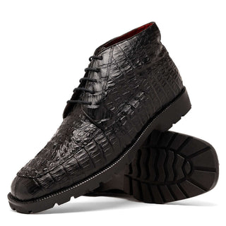 Marco Di Milano Martinelli Men's Shoes Black Exotic Crocodile Chukka Boots (MDM1189)-AmbrogioShoes