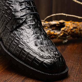 Marco Di Milano Martinelli Men's Shoes Black Exotic Crocodile Chukka Boots (MDM1189)-AmbrogioShoes
