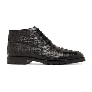 Marco Di Milano Martinelli Men's Shoes Black Exotic Crocodile Chukka Boots (MDM1189)-AmbrogioShoes