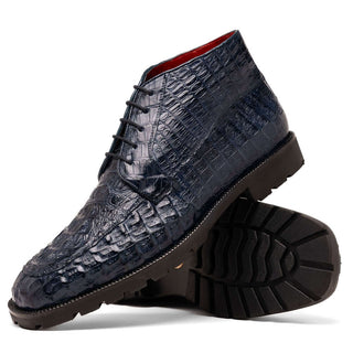 Marco Di Milano Martinelli Men's Shoes Navy Exotic Crocodile Chukka Boots (MDM1189)-AmbrogioShoes