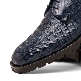 Marco Di Milano Martinelli Men's Shoes Navy Exotic Crocodile Chukka Boots (MDM1189)-AmbrogioShoes