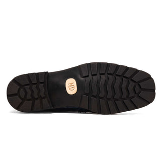 Marco Di Milano Martinelli Men's Shoes Navy Exotic Crocodile Chukka Boots (MDM1189)-AmbrogioShoes