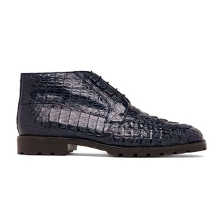 Marco Di Milano Martinelli Men's Shoes Navy Exotic Crocodile Chukka Boots (MDM1189)-AmbrogioShoes