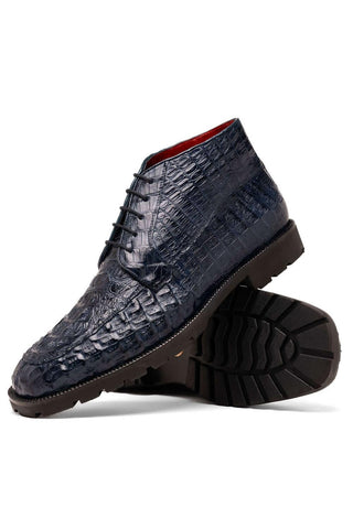 Marco Di Milano Martinelli Navy Exotic Crocodile Chukka Boots (MDM1189)-AmbrogioShoes