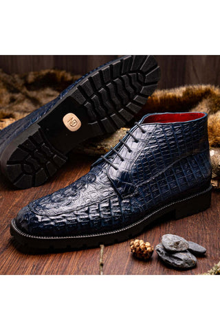 Marco Di Milano Martinelli Navy Exotic Crocodile Chukka Boots (MDM1189)-AmbrogioShoes