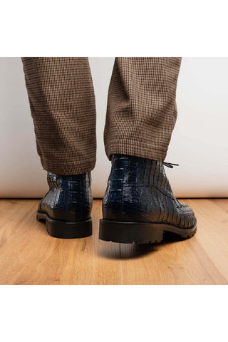 Marco Di Milano Martinelli Navy Exotic Crocodile Chukka Boots (MDM1189)-AmbrogioShoes