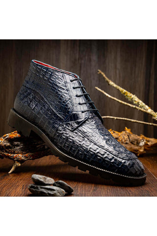 Marco Di Milano Martinelli Navy Exotic Crocodile Chukka Boots (MDM1189)-AmbrogioShoes