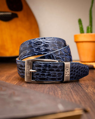 Marco Di Milano Massimo Men's Navy Genuine Crocodile Belts (MDMB1051)-AmbrogioShoes