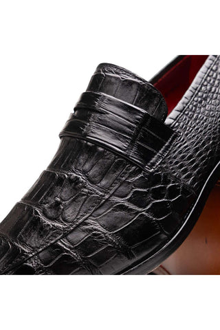 Marco Di Milano Matteo Black Genuine Alligator Penny Loafers (MDM1182)-AmbrogioShoes
