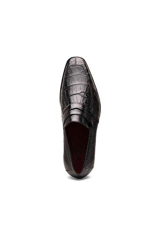 Marco Di Milano Matteo Black Genuine Alligator Penny Loafers (MDM1182)-AmbrogioShoes
