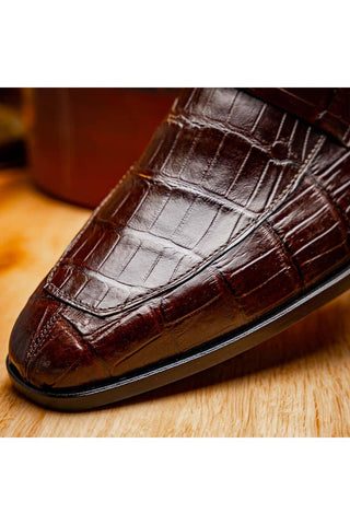 Marco Di Milano Matteo Brown Genuine Alligator Penny Loafers (MDM1182)-AmbrogioShoes
