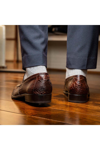 Marco Di Milano Matteo Brown Genuine Alligator Penny Loafers (MDM1182)-AmbrogioShoes