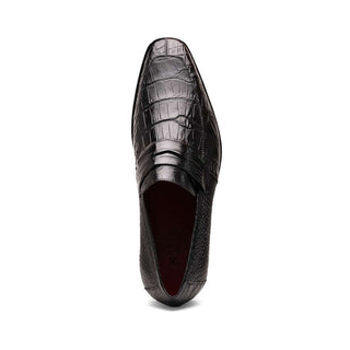 Marco Di Milano Matteo Men's Shoes Black Genuine Alligator Penny Loafers (MDM1182)-AmbrogioShoes