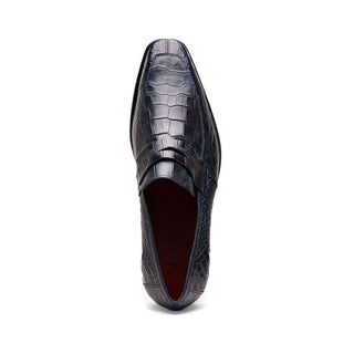 Marco Di Milano Matteo Men's Shoes Navy Genuine Alligator Penny Loafers (MDM1182)-AmbrogioShoes