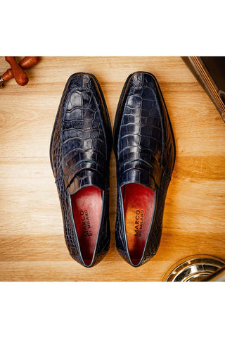 Marco Di Milano Matteo Navy Genuine Alligator Penny Loafers (MDM1182)-AmbrogioShoes