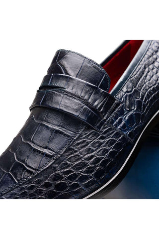 Marco Di Milano Matteo Navy Genuine Alligator Penny Loafers (MDM1182)-AmbrogioShoes