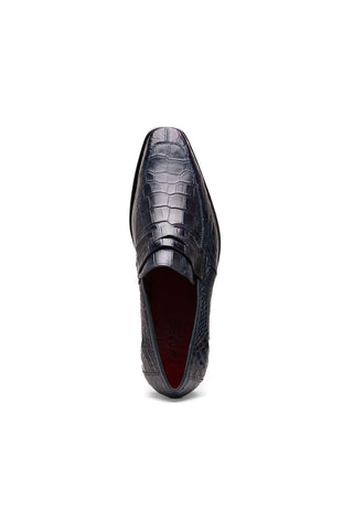 Marco Di Milano Matteo Navy Genuine Alligator Penny Loafers (MDM1182)-AmbrogioShoes