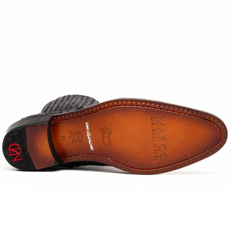 Marco Di Milano Brescia Shoes Giorgio Black Ostrich Zip Up Boots (MDM1125)-AmbrogioShoes