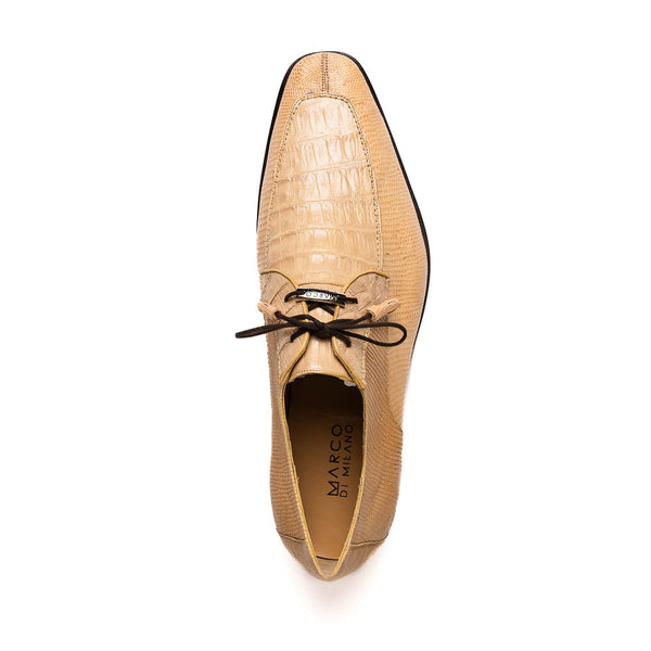 Marco Di Milano Merida Beige Oxfords Lizard & Caiman Crocodile Shoes (MDM1134)-AmbrogioShoes