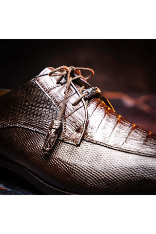 Marco Di Milano Merida Brown Lizard & Caiman Crocodile Derby (MDM1132)-AmbrogioShoes