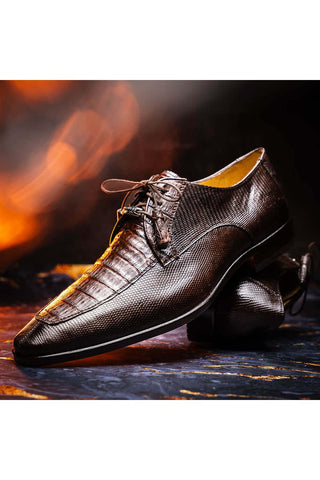 Marco Di Milano Merida Brown Lizard & Caiman Crocodile Derby (MDM1132)-AmbrogioShoes