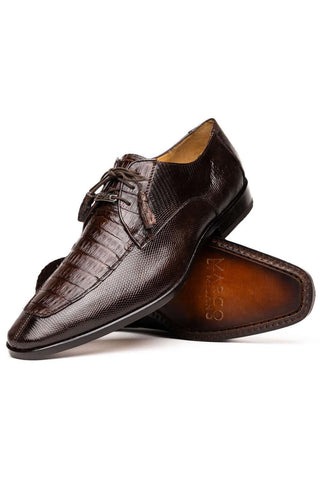 Marco Di Milano Merida Brown Lizard & Caiman Crocodile Derby (MDM1132)-AmbrogioShoes